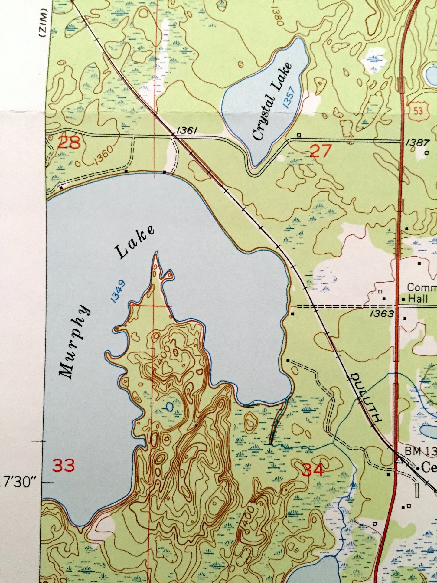 Antique Central Lakes, Minnesota 1951 US Geological Survey Topographic Map - St Louis County, Cloquet Valley State Forest, Ellsburg, MN