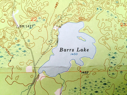 Antique Barrs Lake, Minnesota 1954 US Geological Survey Topographic Map - St Louis County, Cloquet Valley State Forest, Duluth, Normanna, MN