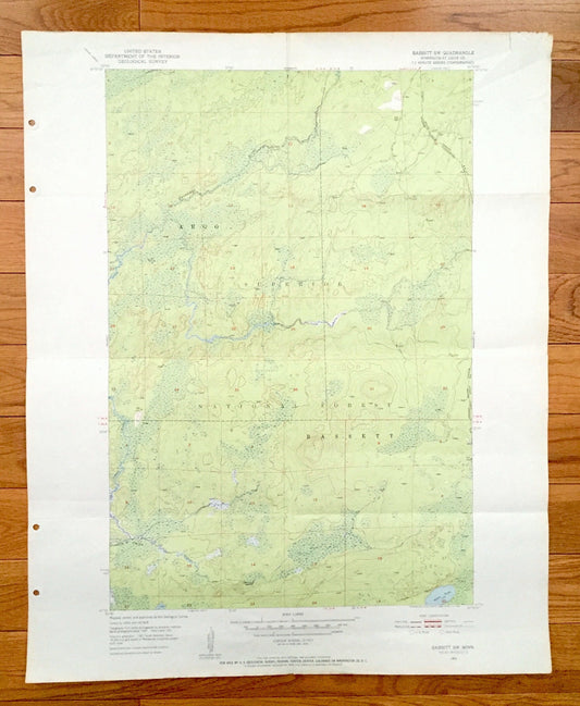 Antique Babbitt SW, Minnesota 1951 US Geological Survey Topographic Map - St Louis County, Superior National Forest, Argo Partridge River MN