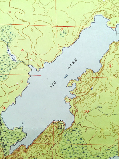 Antique Babbitt SE, Minnesota 1952 US Geological Survey Topographic Map - Big Lake, St Louis County, Superior National Forest Dunka River MN