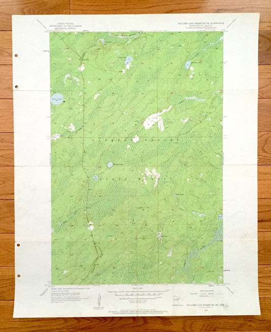 Antique Boulder Lake Reservoir NE, Minnesota 1957 US Geological Survey Topographic Map -  St Louis County, Cloquet Valley State Forest, MN