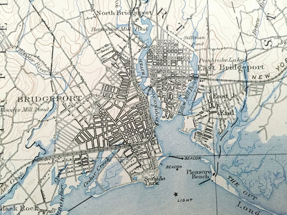 Antique Bridgeport, Connecticut 1893 US Geological Survey Topographic Map – Fairfield, Trumbull, Stratford, Milford Housatonic Pequonnock CT