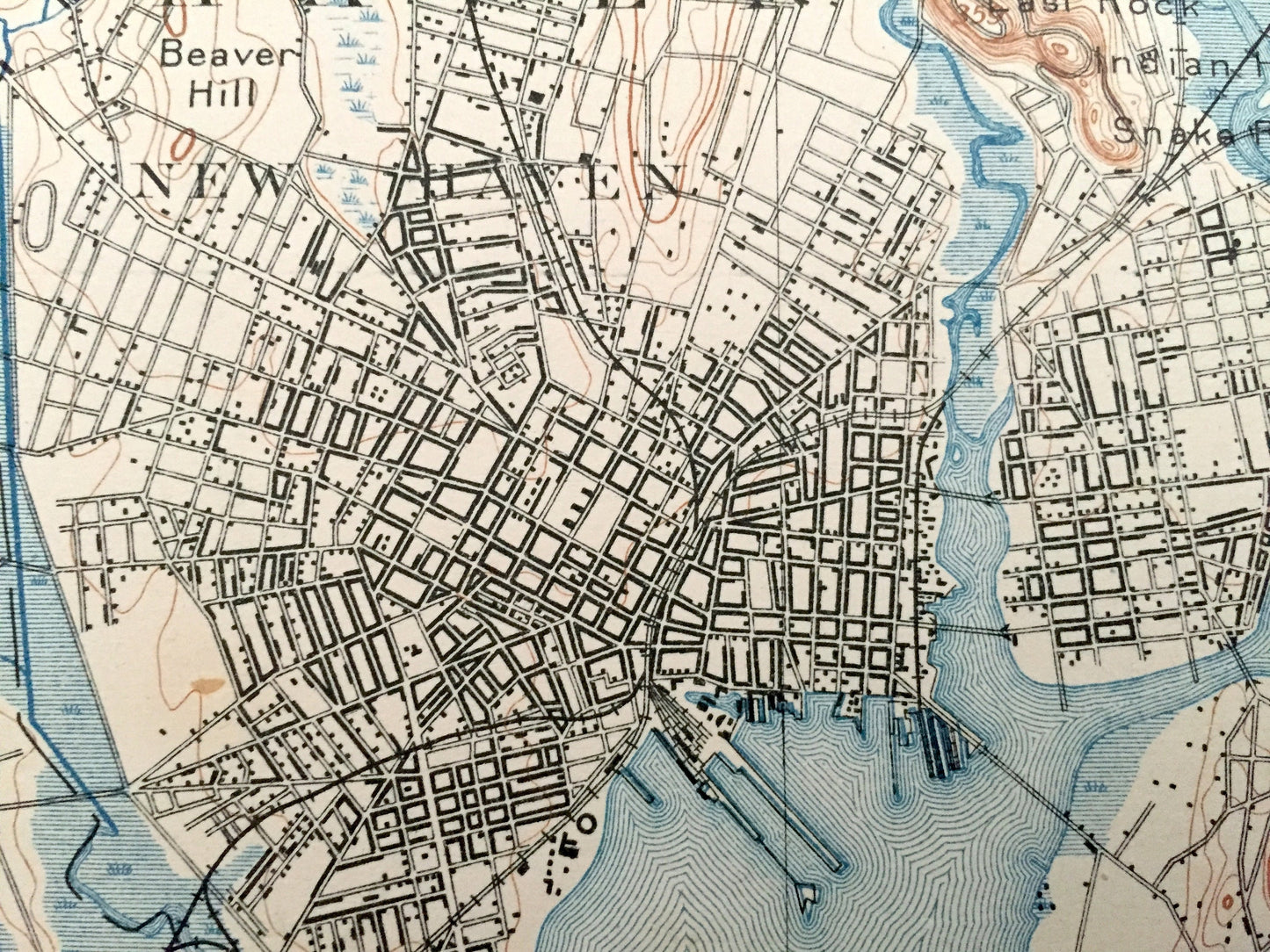 Antique New Haven, Connecticut 1892 US Geological Survey Topographic Map – East, North, Branford, Orange, Bethany, Cheshire, Wallingford, CT
