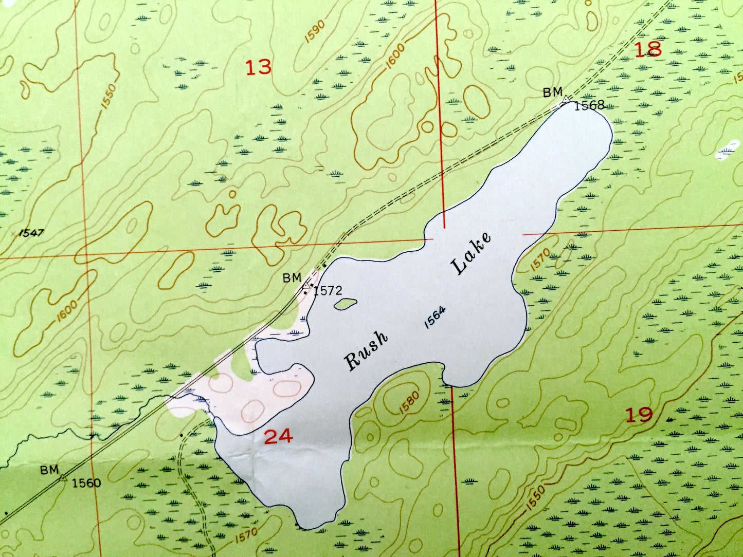 Antique Comstock Lake, Minnesota 1957 US Geological Survey Topographic Map - St Louis County, Cloquet Valley State Forest Whiteface River MN