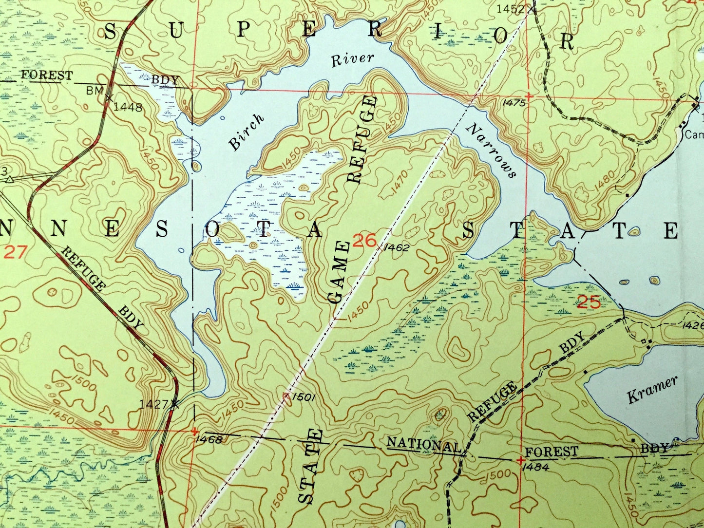 Antique Babbitt, Minnesota 1951 US Geological Survey Topographic Map -  St Louis County, Superior National Forest, Argo, Bassett, Divide, MN