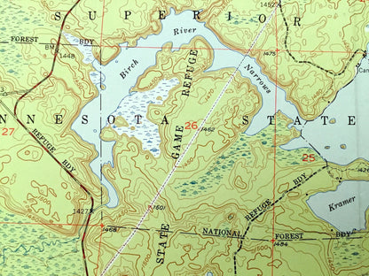 Antique Babbitt, Minnesota 1951 US Geological Survey Topographic Map -  St Louis County, Superior National Forest, Argo, Bassett, Divide, MN