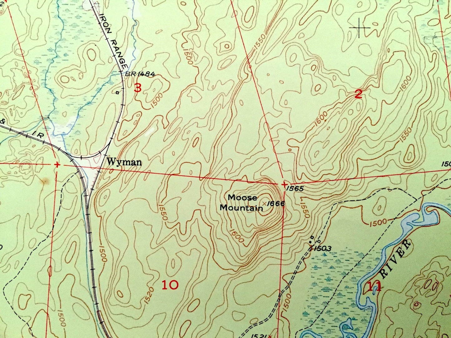 Antique Allen, Minnesota 1950 US Geological Survey Topographic Map -  St Louis County, Mesaba, Argo, Bassett, Wyman, Spring, Ridge, MN