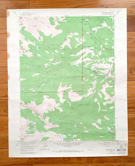 Antique Allens Park, Colorado 1957 US Geological Survey Topographic Map – Meeker Park, Roosevelt National Forest, Rocky Mountain Park, CO