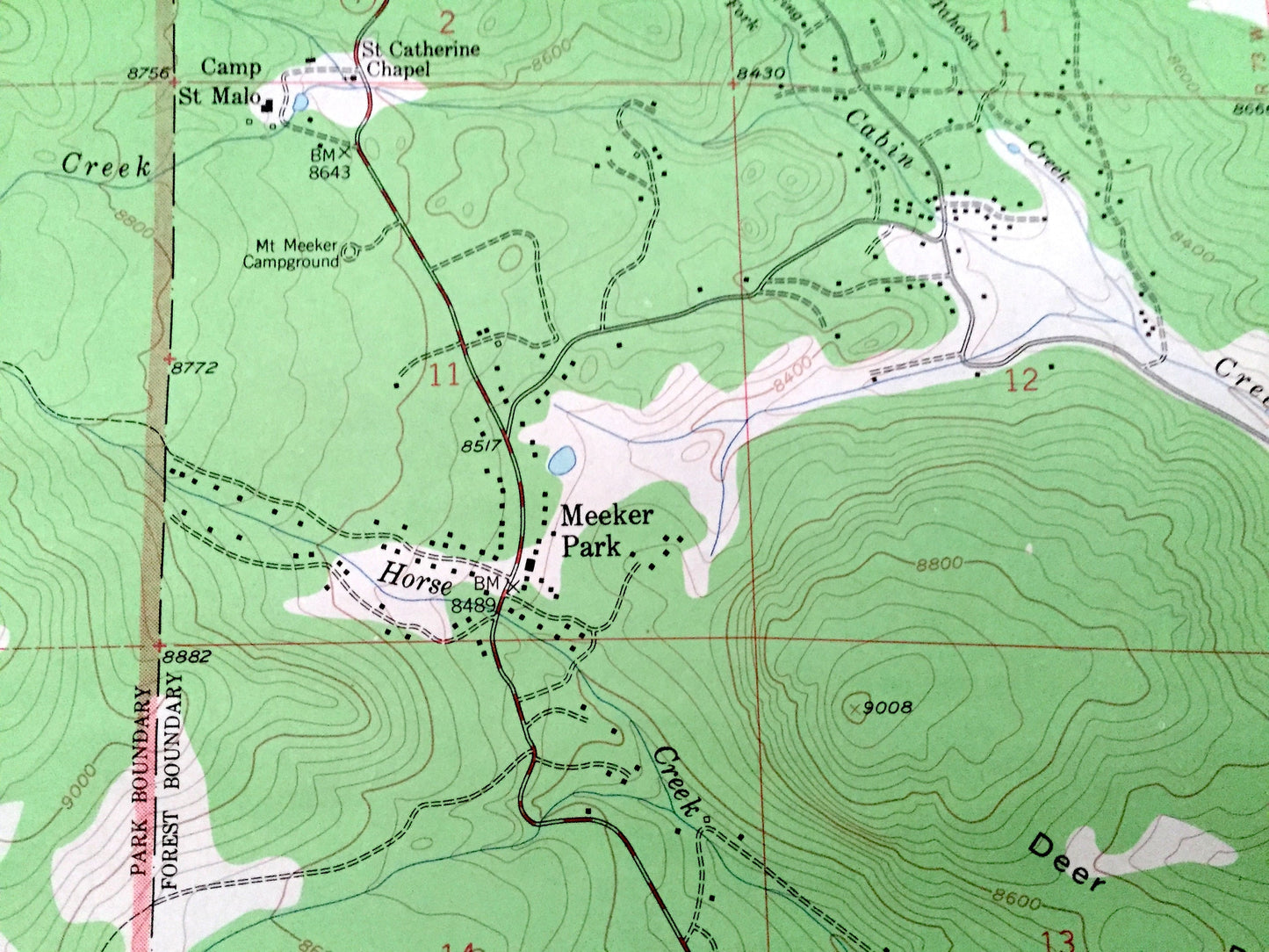 Antique Allens Park, Colorado 1957 US Geological Survey Topographic Map – Meeker Park, Roosevelt National Forest, Rocky Mountain Park, CO