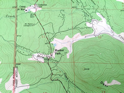 Antique Allens Park, Colorado 1957 US Geological Survey Topographic Map – Meeker Park, Roosevelt National Forest, Rocky Mountain Park, CO