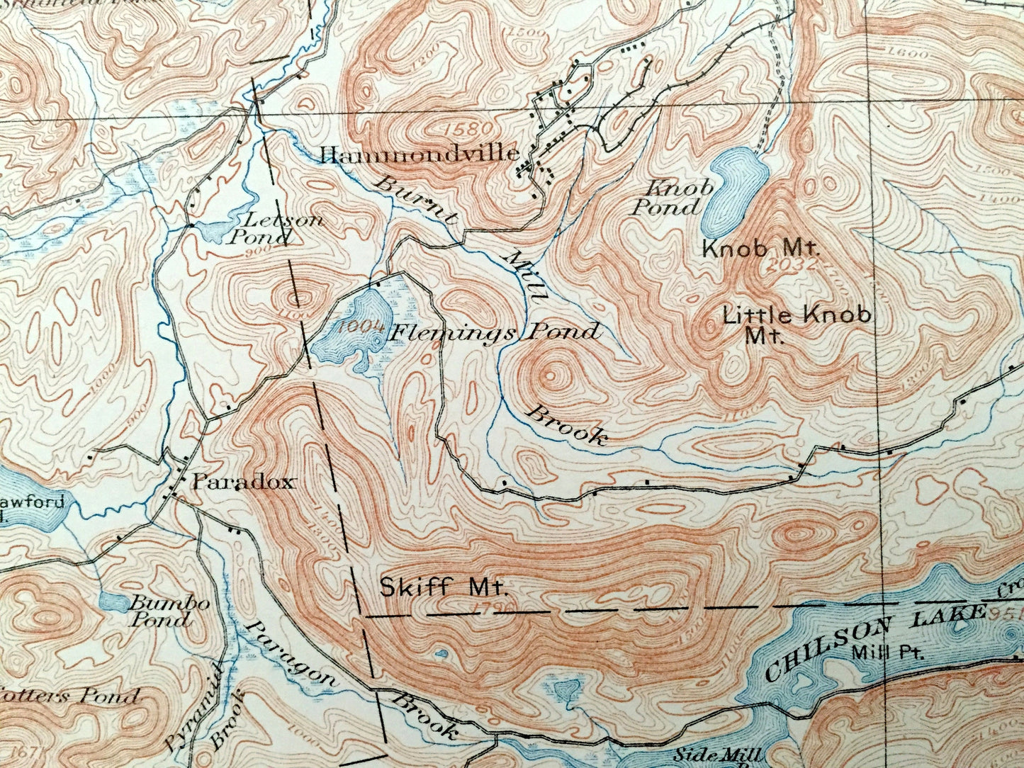 Antique Paradox Lake, New York 1897 US Geological Survey Topographic Map – Adirondacks, Schroon, Ticonderoga, Crown Point Ironville Essex NY