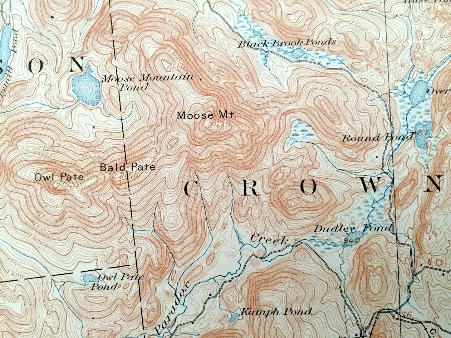 Antique Paradox Lake, New York 1897 US Geological Survey Topographic Map – Adirondacks, Schroon, Ticonderoga, Crown Point Ironville Essex NY