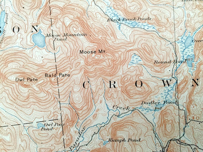 Antique Paradox Lake, New York 1897 US Geological Survey Topographic Map – Adirondacks, Schroon, Ticonderoga, Crown Point Ironville Essex NY