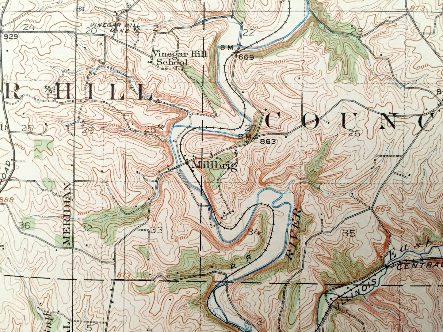 Antique Galena, Illinois 1913 US Geological Survey Topographic Map – Menominee, Rawlins, Scales Mound, Rice, Hanover, Bremen, Aiken, Iowa IL