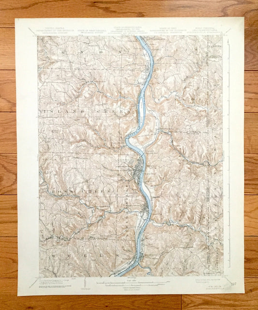 Antique Steubenville, Ohio 1904 US Geological Survey Topographic Map – Knox, Island Creek, Wells, La Belle View, Toronto, Panhandle, OH WV