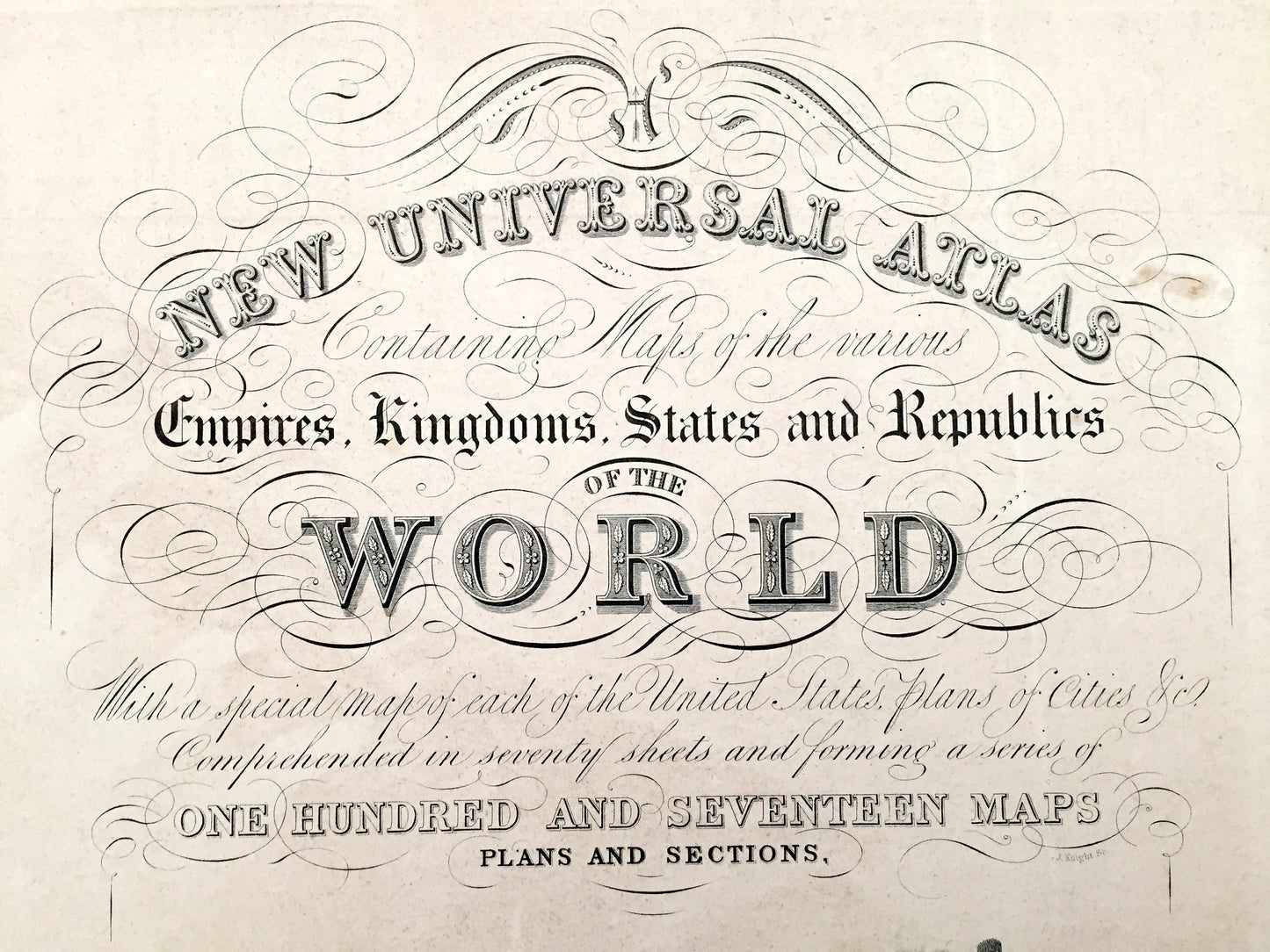 Antique 1847 Title Page from S.A. Mitchell New Universal Atlas – Illustration, Front Matter, Christopher Columbus, New World, United States