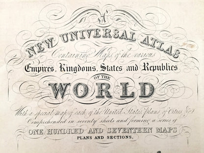 Antique 1847 Title Page from S.A. Mitchell New Universal Atlas – Illustration, Front Matter, Christopher Columbus, New World, United States