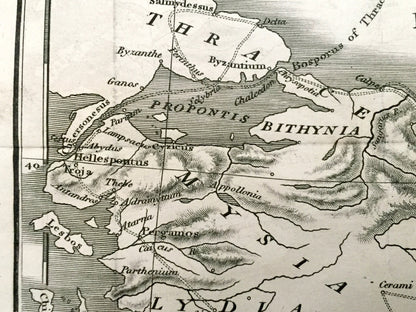 Antique 1808 Expedition of Cyrus the Younger and Ten Thousand Map by D'Anville from Rollins' Ancient History – Turkey Syria Cyprus Greece