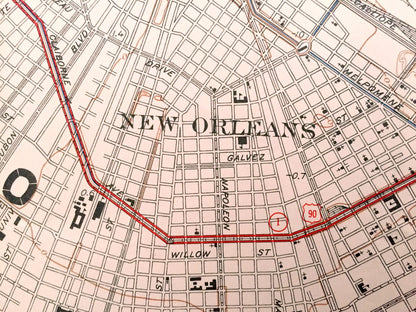 Antique New Orleans, Louisiana 1951 WALL SIZE US Geological Survey Topographic Map – Big Easy, Bourbon Street, French Quarter, Saints, la