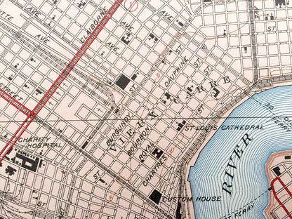 Antique New Orleans, Louisiana 1951 WALL SIZE US Geological Survey Topographic Map – Big Easy, Bourbon Street, French Quarter, Saints, la