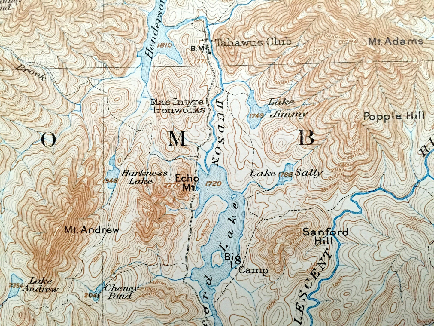 Antique Santanoni, New York 1904 US Geological Survey Topographic Map – Adirondacks, Ampersand Lake, Tahawus, Franklin, Essex County, NY