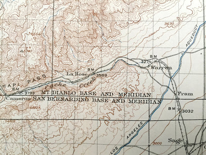 Antique Mojave, California 1915 US Geological Survey Topographic Map – Mojave Desert, Mohave, Tehachapi, Kern County, Sierra Nevada, Sequoia