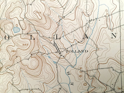 Antique Tolland, Connecticut 1892 US Geological Survey Topographic Map – Rockville, Coventry, Ellington, Somers, Stafford Springs, County CT