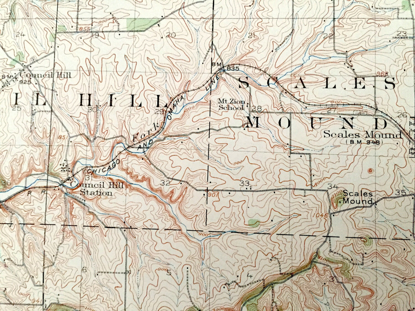 Antique Galena, Illinois 1913 US Geological Survey Topographic Map – Menominee, Rawlins, Scales Mound, Rice, Hanover, Bremen, Aiken, Iowa IL