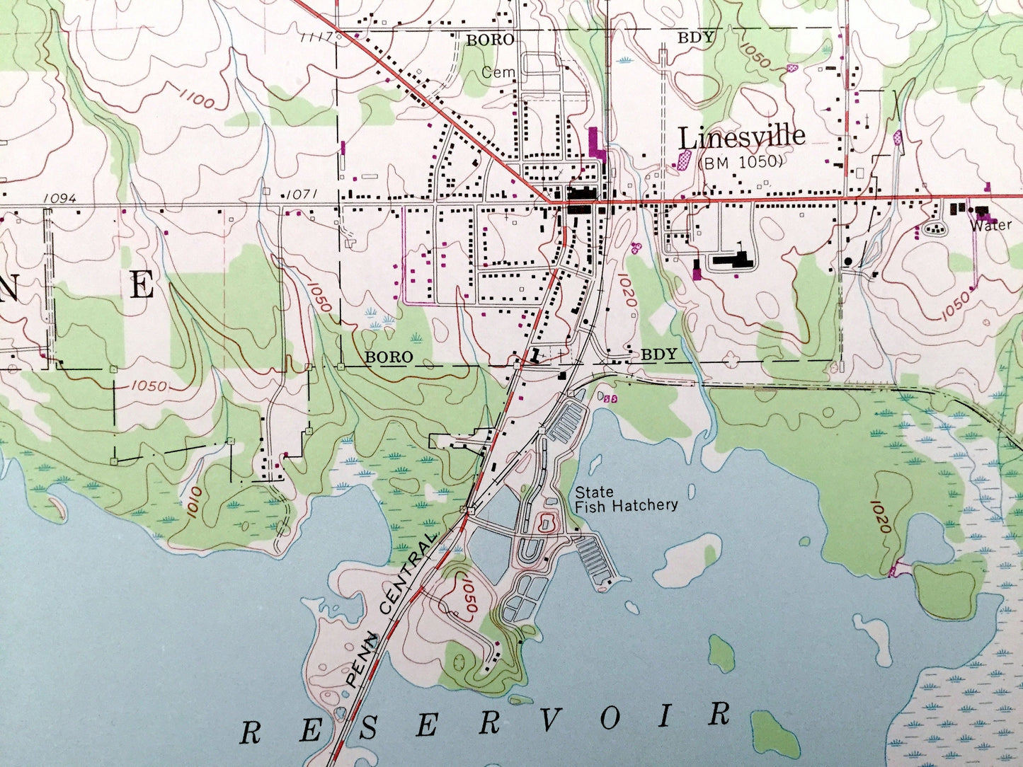 Antique Linesville, Pennsylvania 1959 US Geological Survey Topographic Map – Crawford County, Steamburg, Summit, Shenango Pymatuning Lake PA