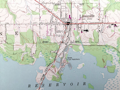 Antique Linesville, Pennsylvania 1959 US Geological Survey Topographic Map – Crawford County, Steamburg, Summit, Shenango Pymatuning Lake PA