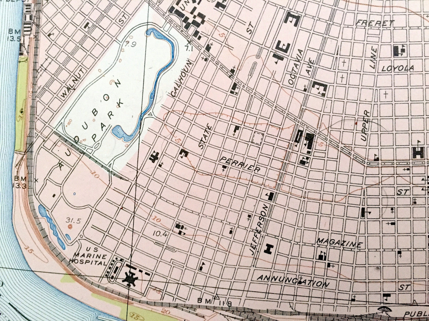 Antique New Orleans, Louisiana 1951 WALL SIZE US Geological Survey Topographic Map – Big Easy, Bourbon Street, French Quarter, Saints, la