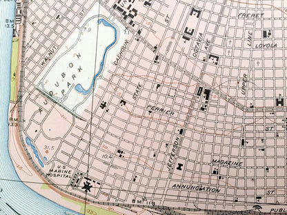 Antique New Orleans, Louisiana 1951 WALL SIZE US Geological Survey Topographic Map – Big Easy, Bourbon Street, French Quarter, Saints, la