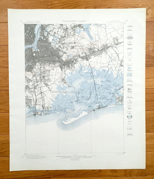Antique Brooklyn & Queens, New York City 1901 US Geological Survey Topographic Map – Manhattan, Far Rockaway, Williamsburg, Prospect Park NY