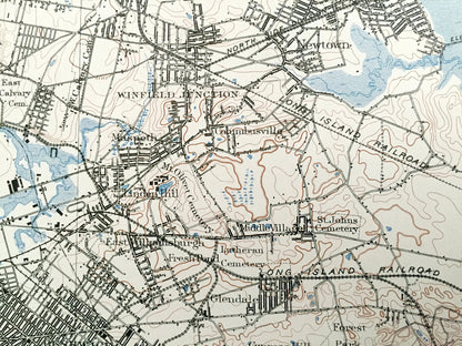 Antique Brooklyn & Queens, New York City 1901 US Geological Survey Topographic Map – Manhattan, Far Rockaway, Williamsburg, Prospect Park NY