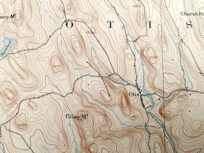 Antique Sandisfield, Massachusetts 1897 US Geological Survey Topographic Map – Otis Monterey New Marlboro Tolland Norfolk Connecticut MA CT
