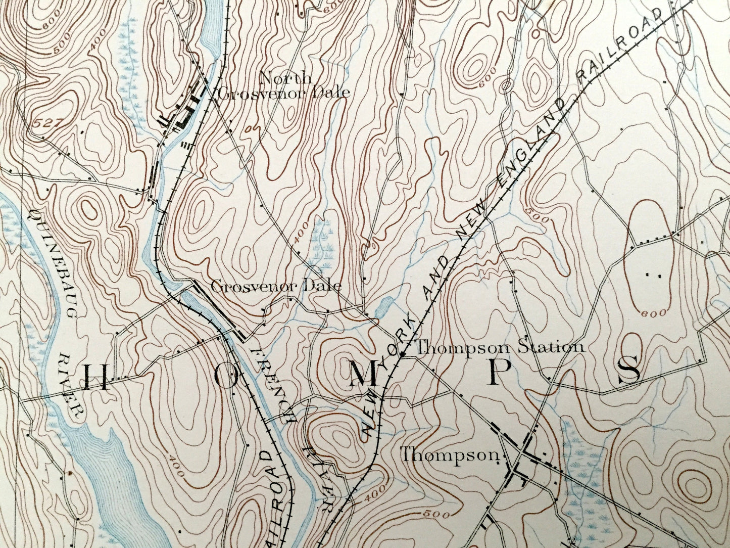 Antique Putnam, Connecticut 1893 US Geological Survey Topographic Map – Pomfret, Thompson, Danielson, Killingly, Glocester, Rhode Island CT