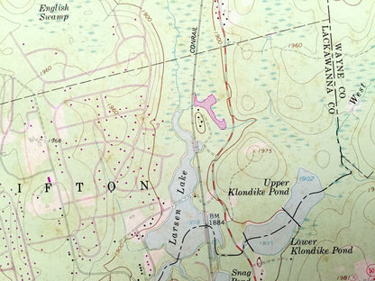 Antique Sterling, Pennsylvania 1965 US Geological Survey Topographic Map - Wayne, Lackawanna County, Madison, Lehigh, Clifton, Poconos PA