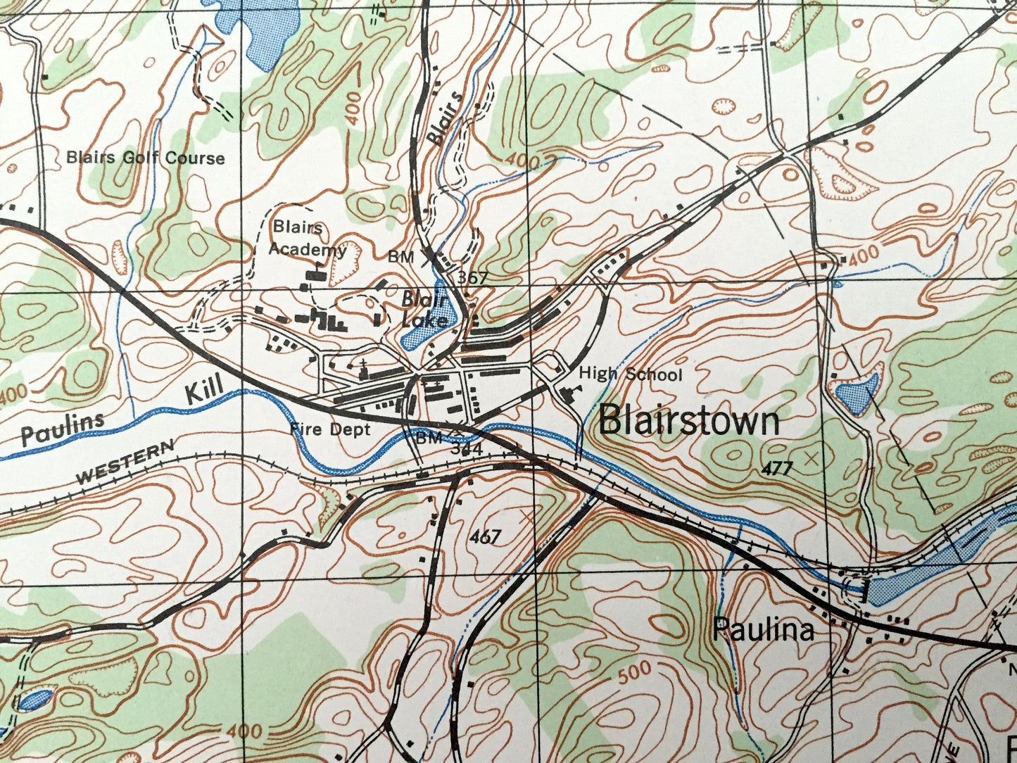 Antique Blairstown, New Jersey 1943 US Geological Survey Topographic Map – Warren County, Frelinghuysen, Hardwick, Independence, Liberty, NJ