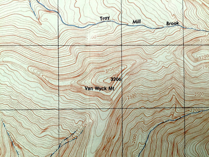 Antique Peekamoose Mountain, New York 1943 US Geological Survey Topographic Map – Ulster, Sullivan County, Denning, Shandaken, Neversink, NY