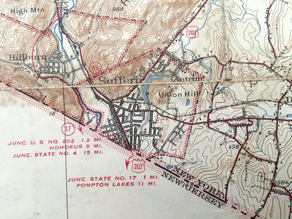 Antique Ramapo, New York 1938 US Geological Survey Map – Spring Valley, Suffern, Sloatsburg, Antrim, Tuxedo, Orange Park Ridge Bergen NY