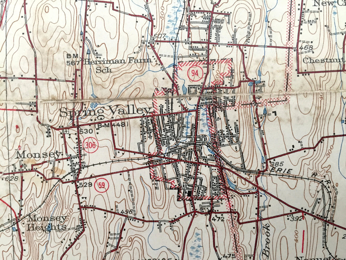 Antique Ramapo, New York 1938 US Geological Survey Map – Spring Valley, Suffern, Sloatsburg, Antrim, Tuxedo, Orange Park Ridge Bergen NY