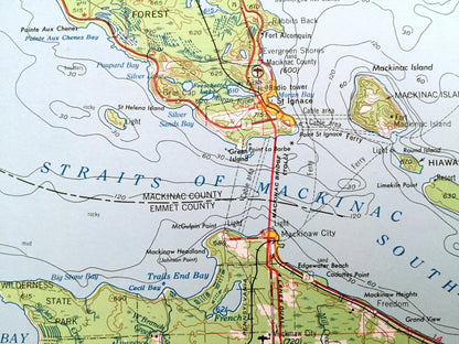 Antique Cheboygan, Michigan 1955 US Geological Survey Topographic Map – Petoskey, Bayne City, East Jordan, Onaway, Charleveix, St Ignace, MI