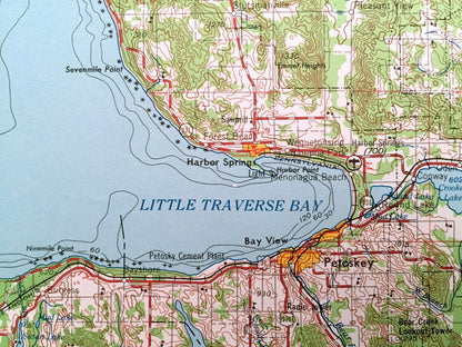 Antique Cheboygan, Michigan 1955 US Geological Survey Topographic Map – Petoskey, Bayne City, East Jordan, Onaway, Charleveix, St Ignace, MI