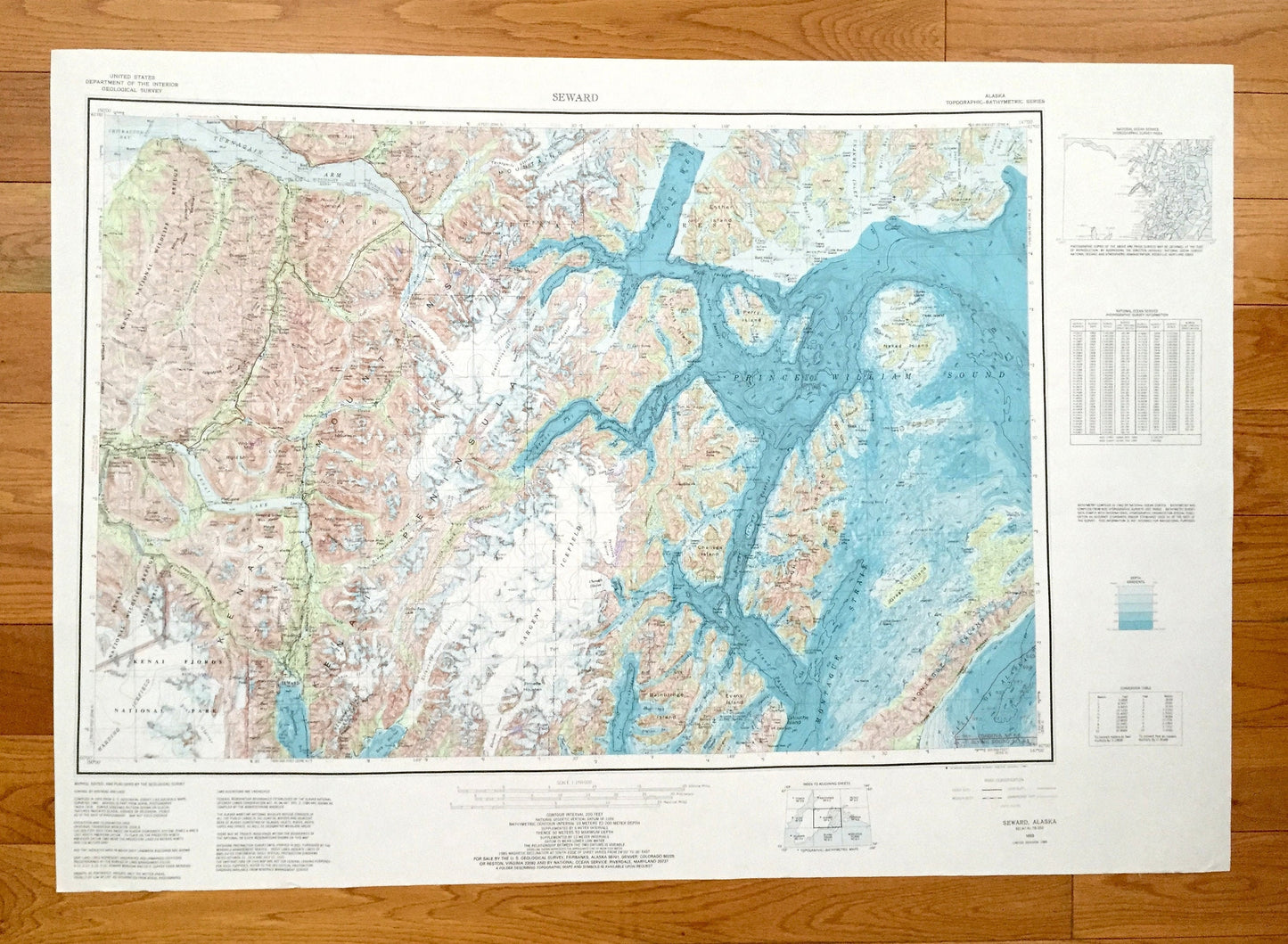 Antique Seward, Alaska 1953 US Geological Survey Topographic Map – Anchorage, Kenai National Park, Chugach, Mountains, Prince William, AK