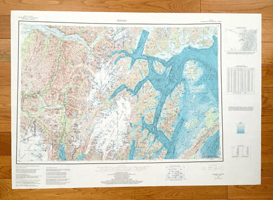 Antique Seward, Alaska 1953 US Geological Survey Topographic Map – Anchorage, Kenai National Park, Chugach, Mountains, Prince William, AK