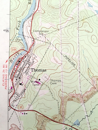 Antique Davis, West Virginia 1967 US Geological Survey Topographic Map - Grant, Tucker, Preston County, Fairfax, Union, Thomas, Wilsonia WV