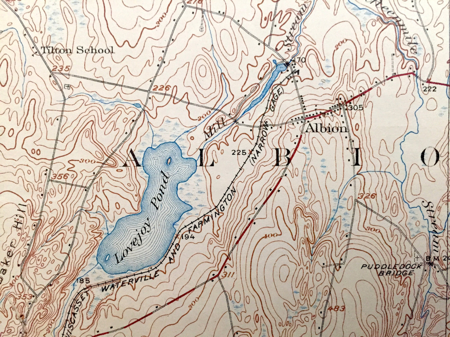 Antique Burnham, Maine 1926 US Geological Survey Topographic Map – Pittsfield, Detroit, Troy, Unity Pond, Freedom, Waldo, Kennebec County ME