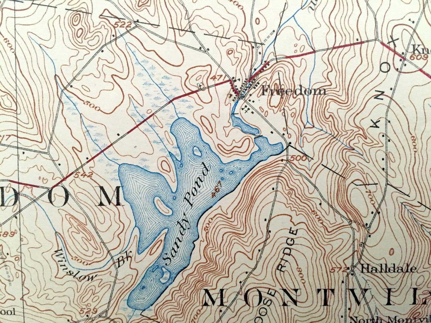 Antique Burnham, Maine 1926 US Geological Survey Topographic Map – Pittsfield, Detroit, Troy, Unity Pond, Freedom, Waldo, Kennebec County ME