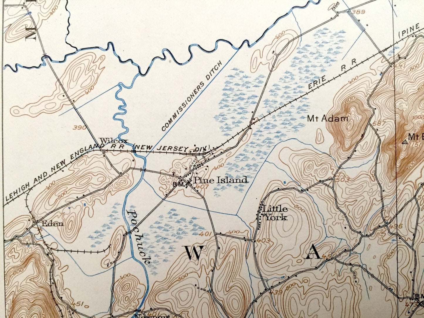 Antique Goshen, New York 1908 US Geological Survey Topographic Map – Orange County, Middletown, Florida, Warwick Wawayanda Bellvale Kipps NY