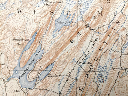 Antique Greenwood Lake, New Jersey & New York 1910 US Geological Survey Map – Warwick, Milford, Vernon, Pompton, Wawayanda, Passaic, Sussex